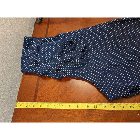 Socialite Wide Leg Pants Small Navy Ivory Polka Dot Palazzo Belt Tie Goucho Work - Picture 7 of 13